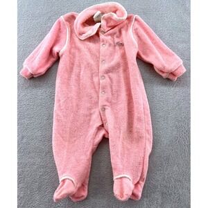 Vintage Izod Lacoste Sleeper Baby 19-27 lbs Pink Terry Cloth Footed Snap Front